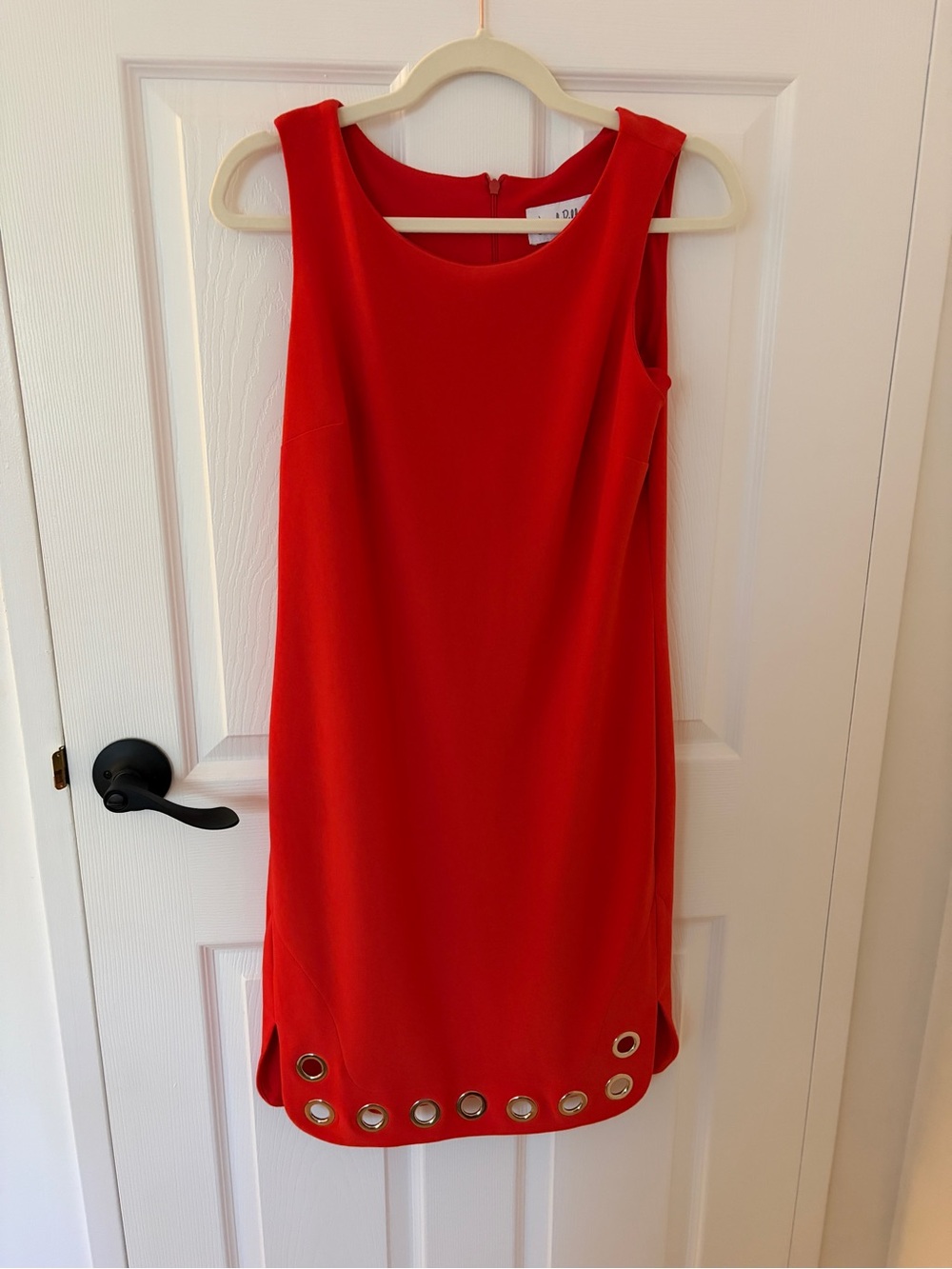 Joseph Ribkoff Bright Red Sleeveless Shift Dress with Grommet Hem